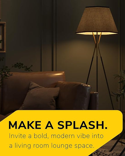 Inlight 65" Modern 1-Light Black and Gold Tripod Floor Lamp with Geometric Design Shade and Black Metal Legs, Bulb Not Included, IN-0808-1-BK - LeafyLoom