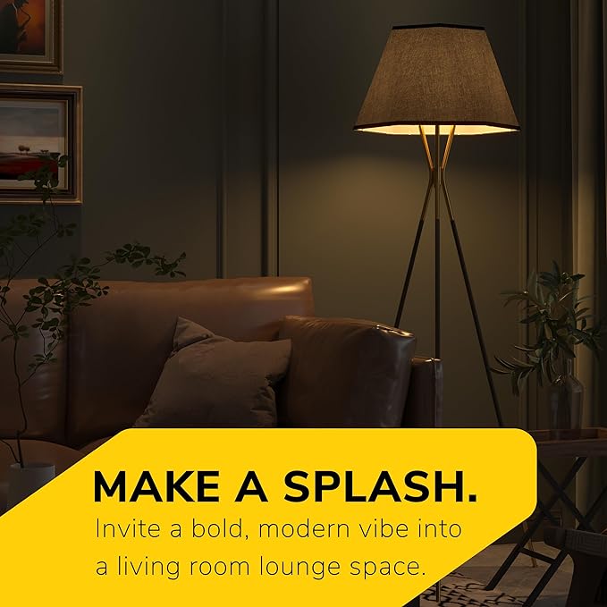 Inlight 65" Modern 1-Light Black and Gold Tripod Floor Lamp with Geometric Design Shade and Black Metal Legs, Bulb Not Included, IN-0808-1-BK - LeafyLoom
