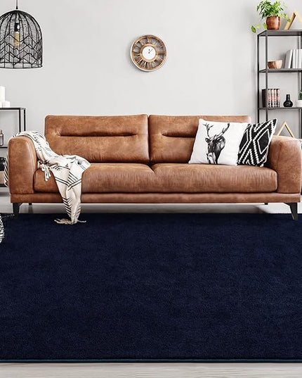 Area Rugs for Bedroom Living Room, 6x9 Navy Blue Super Soft Comfy Thickened Memory-Foam Indoor Carpets, Modern Aesthetic Minimalist Carpet for Boys Girls Adults Apartment Nursery Home Décor - LeafyLoom