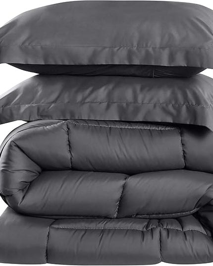 Utopia Bedding Queen Size Comforter Set with 2 Pillow Shams, Bedding Comforter Sets, Down Alternative Grey Comforter, Soft and Comfortable, Machine Washable (Pack of 4) - LeafyLoom