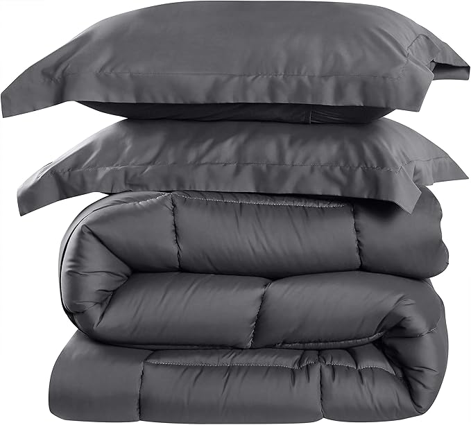Utopia Bedding King Size Comforter Set with 2 Pillow Shams, Bedding Comforter Sets, Down Alternative Grey Comforter, Soft and Comfortable, Machine Washable (Pack of 3) - LeafyLoom