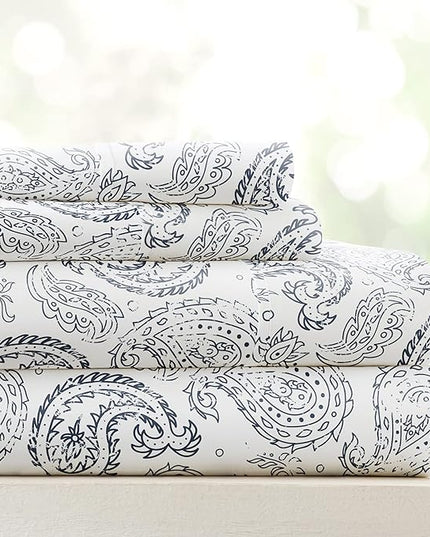 Linen Market 4 Piece Queen Bedding Sheet Set (Navy Floral) - Sleep Better Than Ever with These Ultra-Soft & Cooling Bed Sheets for Your Queen Size Bed - Deep Pocket Fits 16" Mattress - LeafyLoom