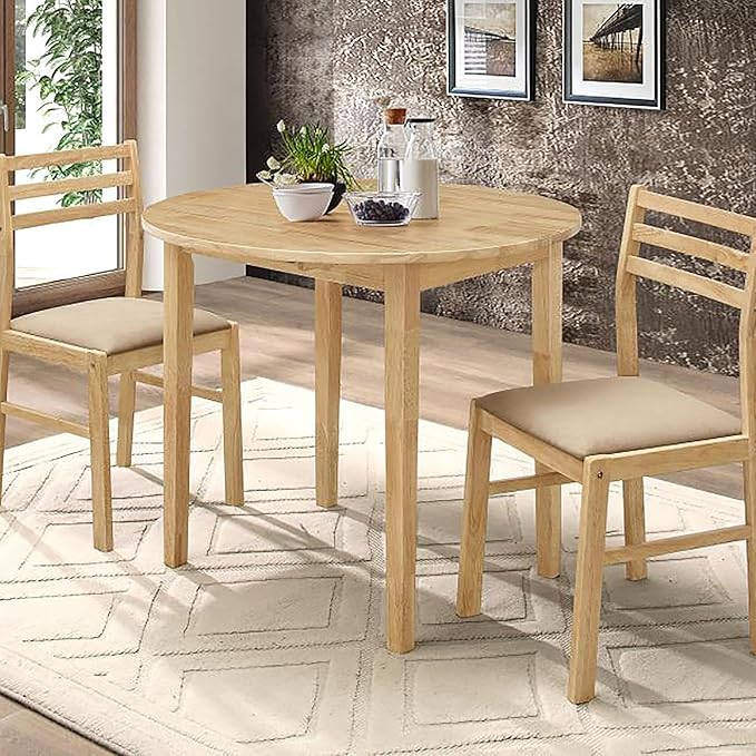 NicBex Small Dining Table for 2 Breakfast Nook Table Set Modern 3-Piece Dining Set with Drop Leaf for Breakfast Nook, Living Room, Small Space, Easy Assembly, Natural - LeafyLoom