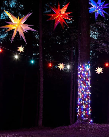 Dazzle Bright 2 Pack Red White and Blue Solar String Lights, 400LED 132FT Christmas Independence Day String Lights, Solar Powered with 8 Modes Waterproof for Outdoor Party Decorations DazzleBright
