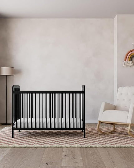 Storkcraft Pasadena 3-in-1 Convertible Crib (Black) – GREENGUARD Gold Certified, Converts to Daybed and Toddler Bed, Fits Standard Full-Size Crib Mattress, Adjustable Mattress Height - LeafyLoom