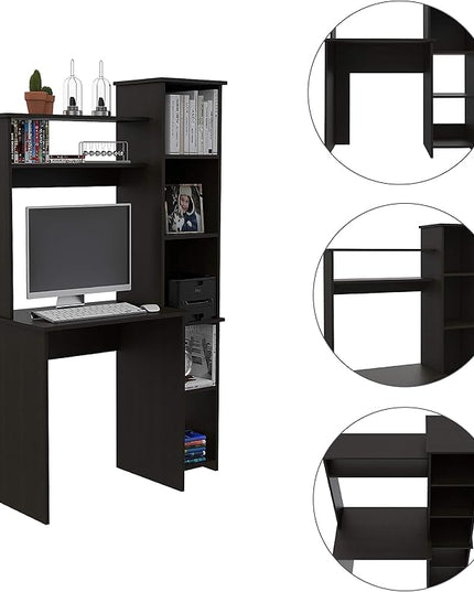 NicBex Laik-DW-00075-DX Desks, 38.7" W x 17.8" D x 63.9" H, Black - LeafyLoom