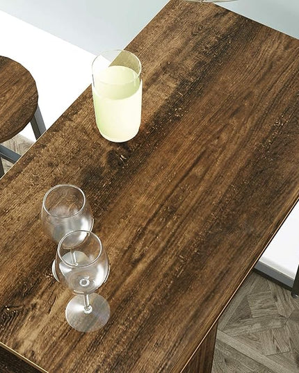 sogesfurniture 3-Piece Bar Table Set, 35.8inches Dining Room Set Dining Table with 2 Stool, Dining Table with 3 Open Storage Shelves, Brown BHUS-DX- Z813FG - LeafyLoom