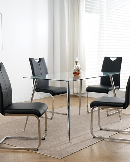 NicBex Haerin-SD-00374-LWJ Dining Chairs, 16.5"x17.9"x38.2", Black and Silver - LeafyLoom