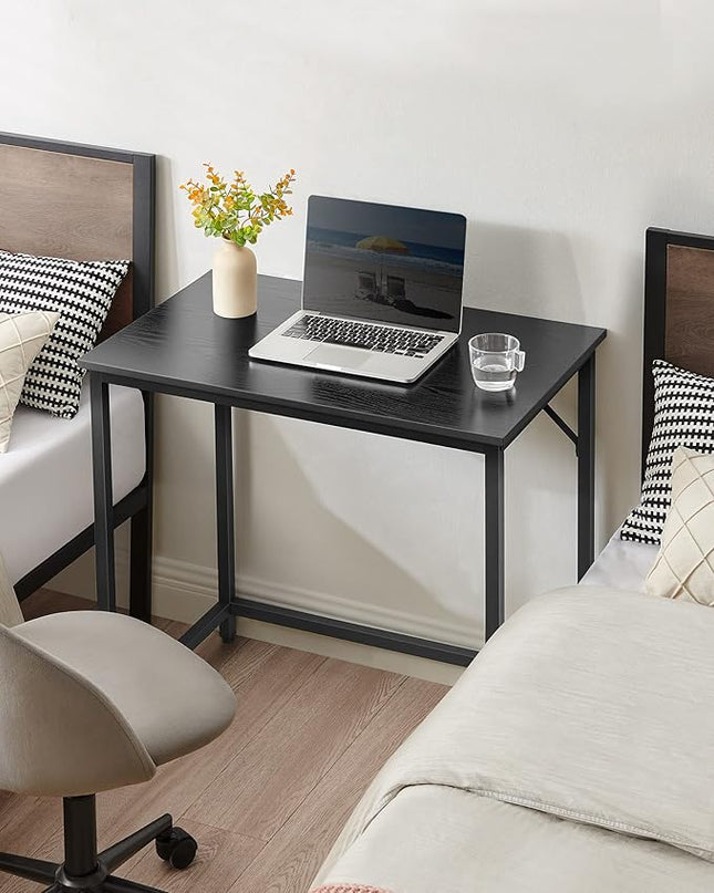 VASAGLE Computer Desk, Gaming Desk, Home Office Desk, for Small Spaces, 19.7 x 31.5 x 29.5 Inches, Industrial Style, Metal Frame, Black with Wood Grain ULWD038B56 - LeafyLoom
