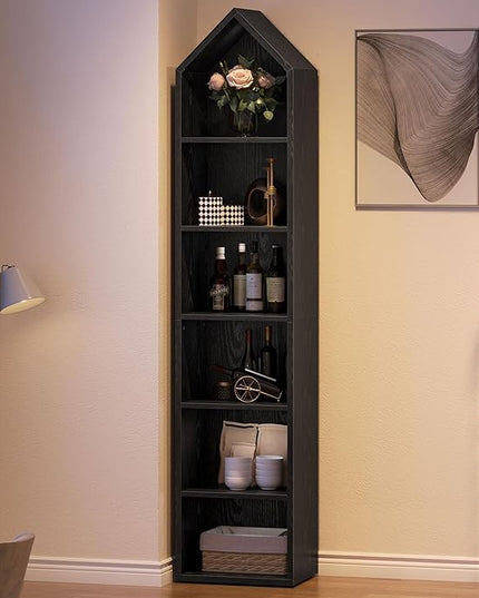 YITAHOME 73" Tall Narrow Bookshelf, Modern Open 5 Tier Bookcase, Wooden Shelf Stand for Small Spaces, Display Shelving Storage Rack for Bedroom, Living Room, Home Office, Black - LeafyLoom