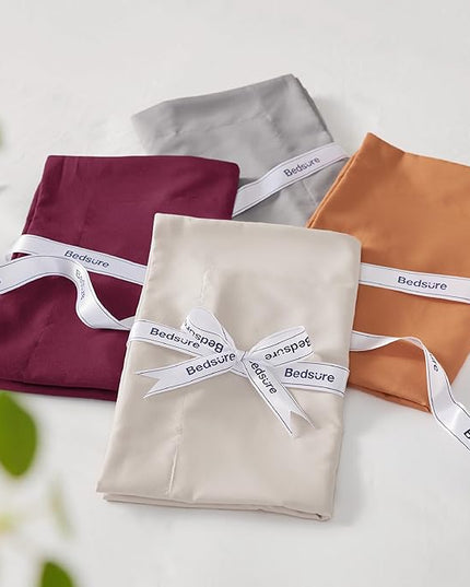 Bedsure Burgundy King Size Comforter Set - 7 Pieces Solid King Bed in a Bag, King Bed Set Burgundy with Comforters, Sheets, Pillowcases & Shams - LeafyLoom