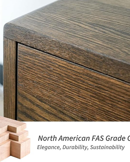 Night Stand, Mid Century Modern Nightstand w/2 Drawers, Boho Nightstand, Small Nightstand, Oak Bedroom Nightstand, Solid Wood Bedside Table, 17.72 W x 15.75 D x 19.69 H Inches(Walnut) - LeafyLoom