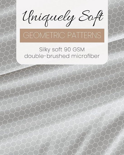 Linen Market 4 Piece King Bedding Sheet Set (Gray Geometric) - Sleep Better Than Ever with These Ultra-Soft & Cooling Bed Sheets for Your King Size Bed - Deep Pocket Fits 16" Mattress - LeafyLoom
