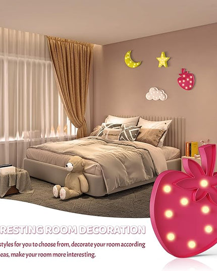 Strawberry Party Decorations, Battery Powered Strawberry Night Light for Kids, Strawberry Room Decor for Girls, Strawberry Birthday Decorations, Strawberry Wall Decor - LeafyLoom
