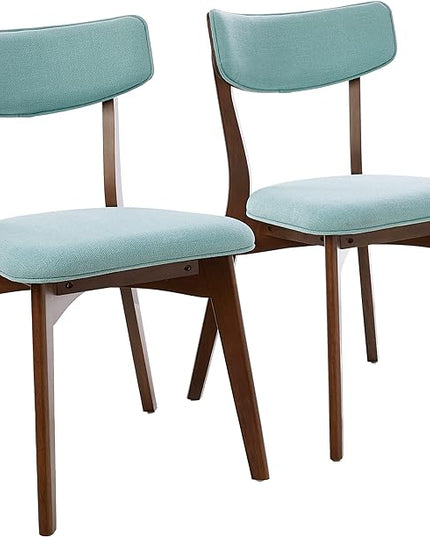 Christopher Knight Home Abrielle Mid-Century Modern Fabric Dining Chairs with Natural Walnut Finished Rubberwood Frame, 2-Pcs Set, Mint / Natural Walnut - LeafyLoom