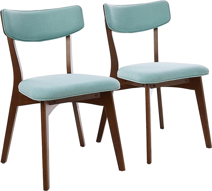 Christopher Knight Home Abrielle Mid-Century Modern Fabric Dining Chairs with Natural Walnut Finished Rubberwood Frame, 2-Pcs Set, Mint / Natural Walnut - LeafyLoom