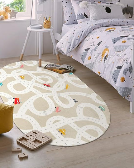 LIVEBOX Road Traffice Kids Rug, 3'x5' Floor Mats for Kids Room, Non-Slip Machine Washable Rugs for Playroom, Soft Fun & Learning Rug Children Car Carpet for Nursery Daycare Classroom - LeafyLoom