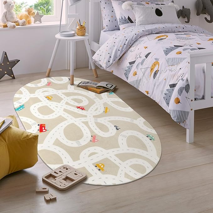 LIVEBOX Road Traffice Kids Rug, 3'x5' Floor Mats for Kids Room, Non-Slip Machine Washable Rugs for Playroom, Soft Fun & Learning Rug Children Car Carpet for Nursery Daycare Classroom - LeafyLoom