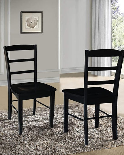 International Concepts Pair of Madrid LadderBack Chairs, Black - LeafyLoom