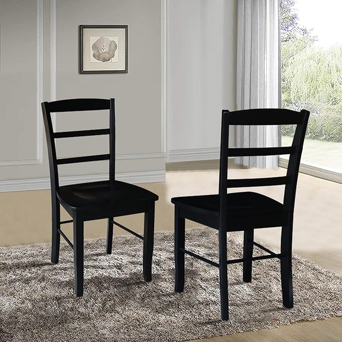 International Concepts Pair of Madrid LadderBack Chairs, Black - LeafyLoom