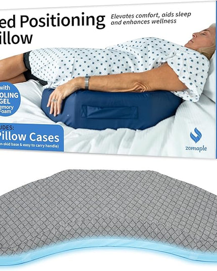 Bedsore Positioning Pillow for Bedsore Prevention and Faster Recovery - Heat Regulating Bed Sore Cushion for Butt Lifting and Easy Positioning - 2X Non-Skid Removable Covers (Grey) - LeafyLoom