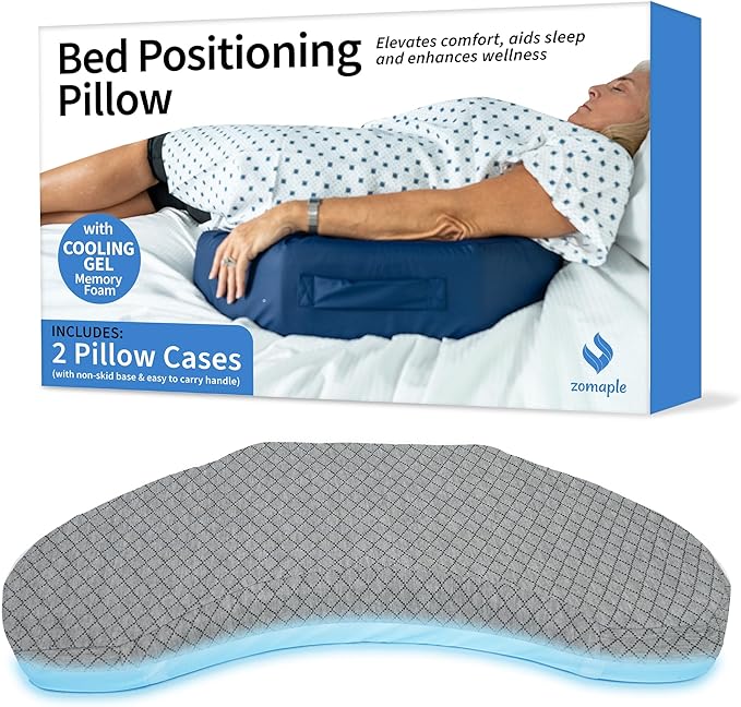 Bedsore Positioning Pillow for Bedsore Prevention and Faster Recovery - Heat Regulating Bed Sore Cushion for Butt Lifting and Easy Positioning - 2X Non-Skid Removable Covers (Grey) - LeafyLoom
