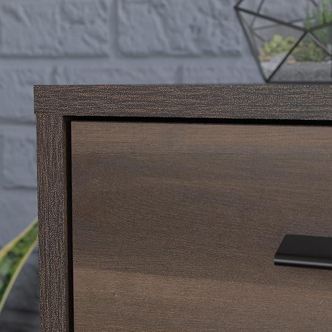 Sauder North Avenue Pedestal Home Office Desk, L: 41.97" x W: 18.50" x H: 28.15", Smoked Oak Finish - LeafyLoom