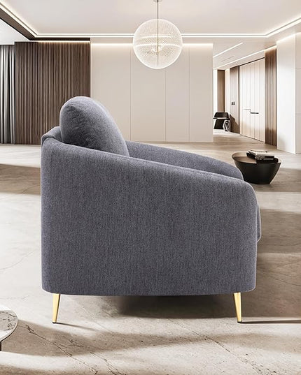 Living Room Furniture Sets, Sofa Couch Modern with Scooped Armrest/legs, Upholstered Linen 3-seat, Loveseat and Armchair with Removable Cushions for Bedroom, Apartment, Grey-v97 - LeafyLoom