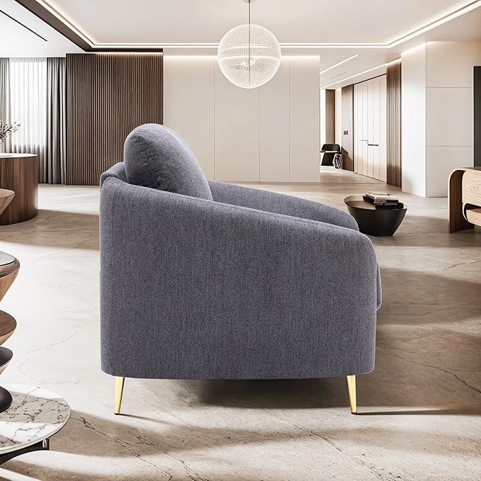 Living Room Furniture Sets, Sofa Couch Modern with Scooped Armrest/legs, Upholstered Linen 3-seat, Loveseat and Armchair with Removable Cushions for Bedroom, Apartment, Grey-v97 - LeafyLoom