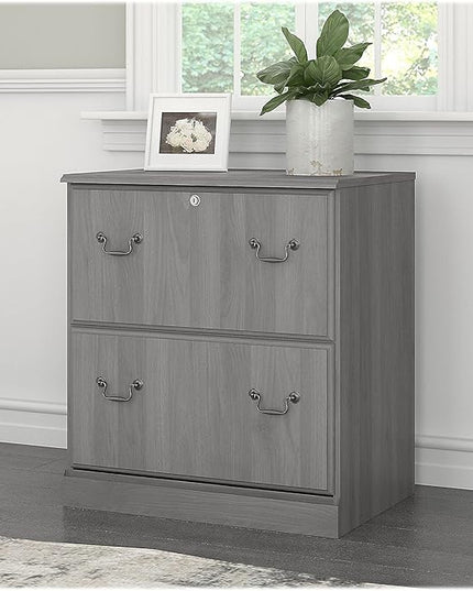 Saratoga 2-Drawer Lateral File Cabinet, Locking, Letter/Legal, Modern Gray, 26.85-Inch - LeafyLoom