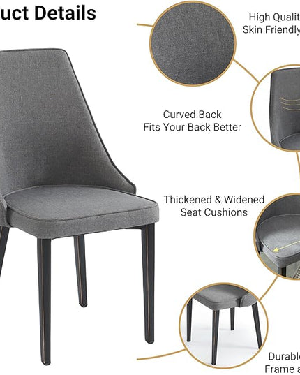 Dining Chairs Set of 2, Modern and Minimalist Leisure Backrest Textile Chairs. Leisure Upholstered Textile Dining Chair with Gold Metal Chromed Legs - LeafyLoom
