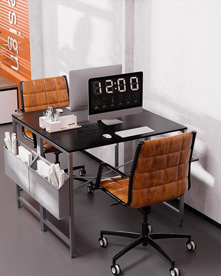 Pamray 32 Inch Computer Desk Small Spaces Desk with Storage Bag for Bedroom Writing and Home Office Work Small Study Desk Table Blcak - LeafyLoom