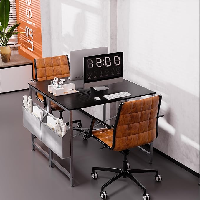 Pamray 32 Inch Computer Desk Small Spaces Desk with Storage Bag for Bedroom Writing and Home Office Work Small Study Desk Table Blcak - LeafyLoom