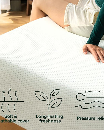 ZINUS 10 Inch Green Tea Memory Foam Mattress [New Version], Full, Fiberglass free, Medium Firm Feel, Zoned Pressure Relief, Certified Safe Foams & Fabric, Mattress in A Box - LeafyLoom