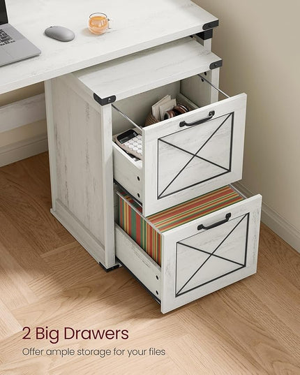 VASAGLE File Cabinet, Filing Cabinet with 2 Drawers, Printer Stand, Fit A4, Letter Size, Hanging File Folders, Modern Farmhouse Style, for Home Office, Study, Rustic White UOFC048T73 - LeafyLoom