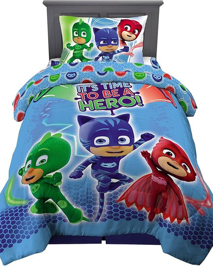 Franco Kids Bedding Super Soft Comforter and Sheet Set, 4 Piece Twin Size, PJ Masks - LeafyLoom