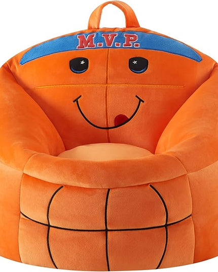Heritage Kids Micromink Squishy Bean Bag Chair for Kids Ages 3+, Basketball - LeafyLoom