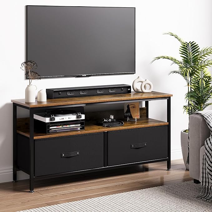 IDEALHOUSE Dresser TV Stand 50 Inch Entertainment Center with Storage TV Stand for Bedroom Small TV Stand Dresser with Drawers and Shelves, TV & Media Console Table Furniture for Living Room, Brown - LeafyLoom