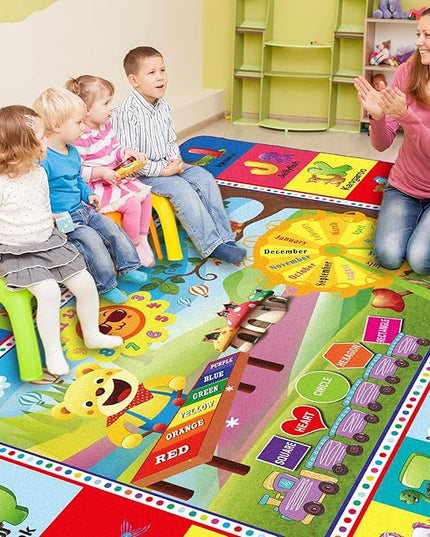 ABC Rug, ABC Play Mat for Kids Playroom, Alphabet Floor Mat,Classroom Elementary Preschool Rugs wtih ABC, Numbers, Animals - (78.7x59 Inches) - LeafyLoom