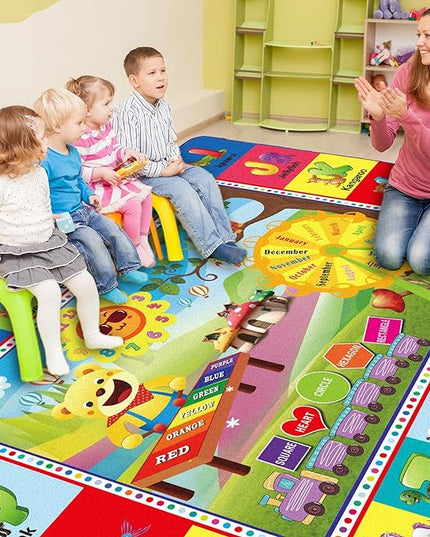 ABC Rug, ABC Play Mat for Kids Playroom, Alphabet Floor Mat,Classroom Elementary Preschool Rugs wtih ABC, Numbers, Animals - (59X39.4 Inches) - LeafyLoom