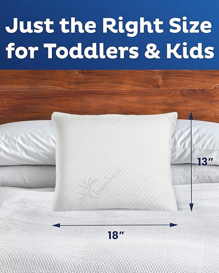 Snuggle-Pedic Toddler Pillow for Travel & Camping - USA Made Shredded Memory Foam Pillows w/Cooling Cover - GreenGuard Gold Certified Kids Pillow - LeafyLoom