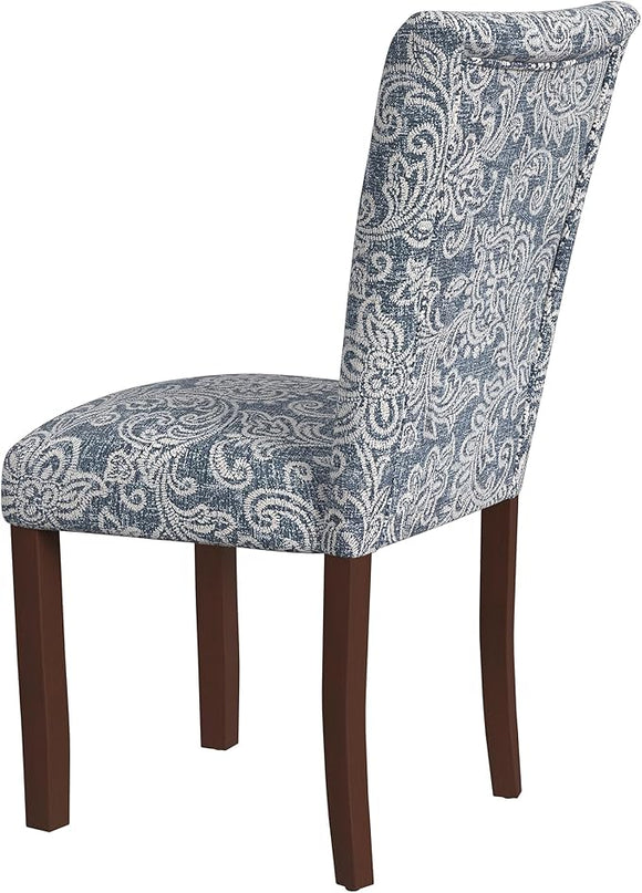HomePop Classic Parsons Dining Chairs, Pack of 2, Denim Jacobean Print - LeafyLoom