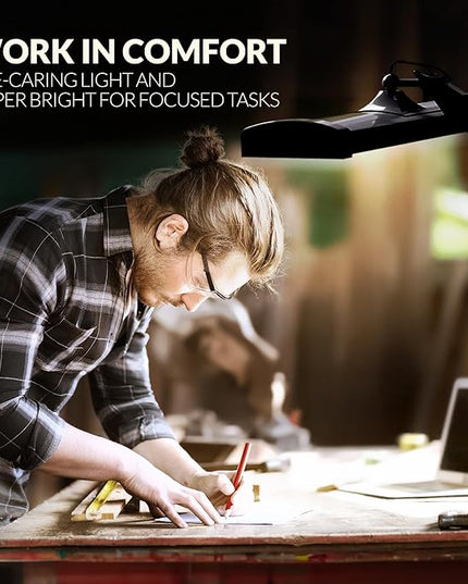 Ultra Bright 3900 Lumens Powerful Professional Eye Care LED Desk Lamp, Brightness Adjustable, Task Light for Home, Beauty, Crafting, Office, Workbench (Daylight, Dimmable, Black) - LeafyLoom