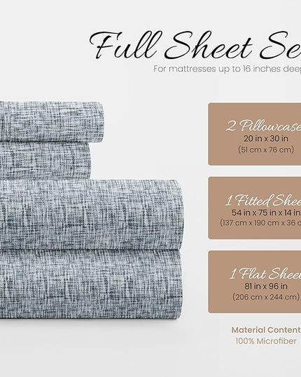 Linen Market 4 Piece Full Bedding Sheet Set (Light Blue Chambray) - Sleep Better Than Ever with These Ultra-Soft & Cooling Bed Sheets for Your Full Size Bed - Deep Pocket Fits 16" Mattress - LeafyLoom