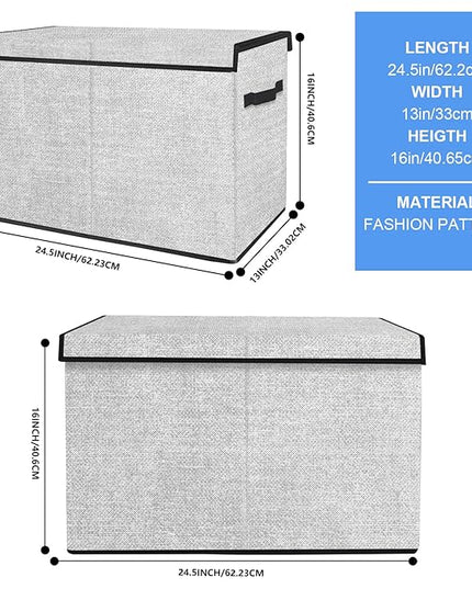 homyfort Large Toy Box Storage Chest for Girls Kids,Collapsible Toy Bin Organizer Basket with Lids for Blanket,Toys,Toddler,Nursery,Playroom (White) - LeafyLoom