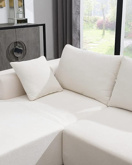L-Shape Sectional Sofa, Modular Living Room Furniture Set, 109" Modern Minimalist Style Upholstered 4 Seater Chenille Couch for Office, Studio, Salon, Apartment - LeafyLoom
