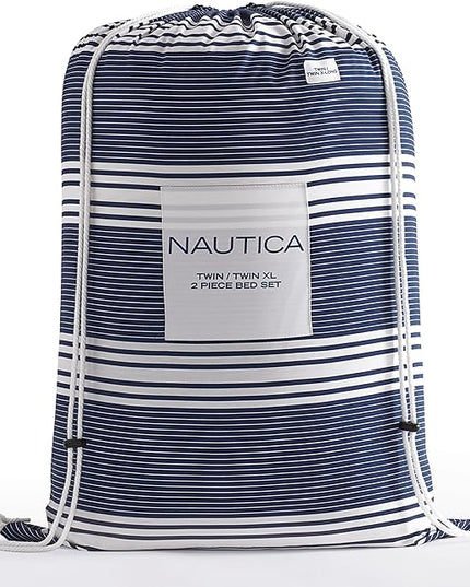 Nautica - Twin Comforter Set, Cotton Reversible Bedding with Matching Sham, Stylish Home Decor, Dorm Room Essentials (Craver Navy, Twin/Twin XL) - LeafyLoom