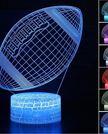 Rugby Night Light,3D Illusion Football Lamp for Kids Sprot Fans with 16 Colors Changing Remote Control&Smart Touch Bedroom Decor Lamp Holiday Xmas Birthday Gift - LeafyLoom