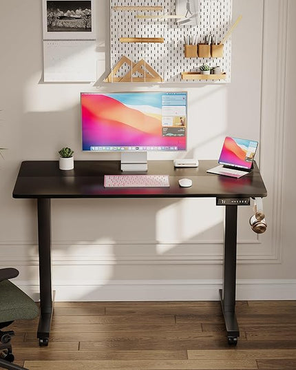 Electric Standing Desk 40 Inch, Ergonomic Height Adjustable Table with T-Shaped Metal Bracket Modern Computer Workstations for Home Office, Black - LeafyLoom