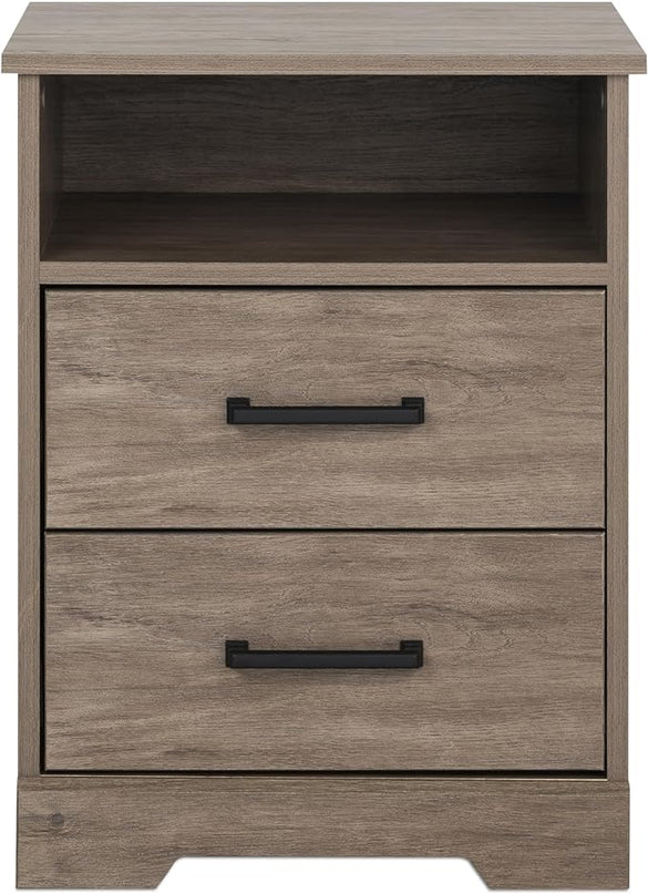 Prepac 2 Drawer Nightstand, 16.25in x 18.75in x 24.5in, Rustic Brown - LeafyLoom